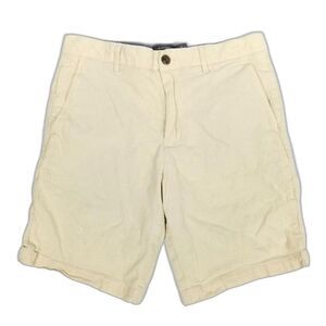 CLUB MONACO Maddox Fit Linen Blend Casual Flat Front Chino Shorts Biege Mens 29